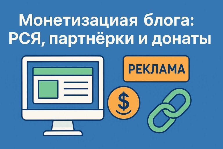 Монетизация блога: РСЯ, партнёрки и донаты без цифр